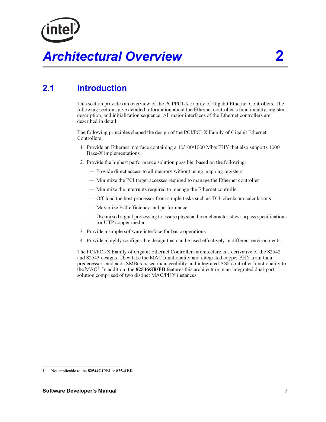 Intel PCI-X, Intel Gigabit Ethernet Controllers manual Architectural Overview, Introduction 