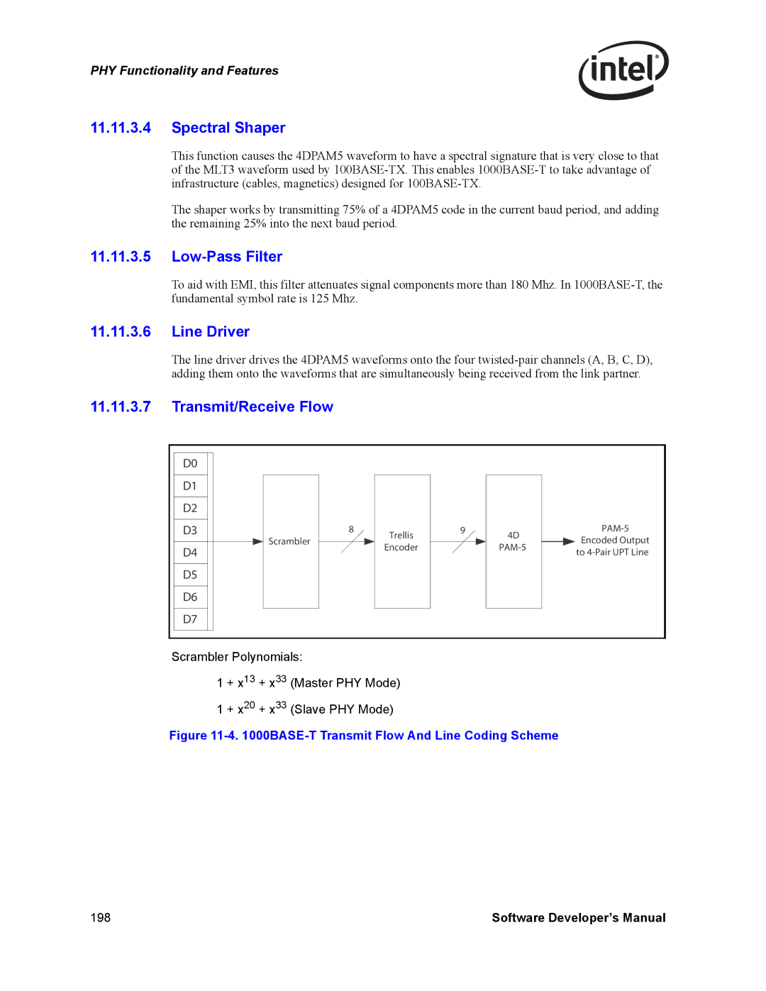 Intel Intel Gigabit Ethernet Controllers, PCI Spectral Shaper, Low-Pass Filter, Line Driver, Transmit/Receive Flow, PAM-5 