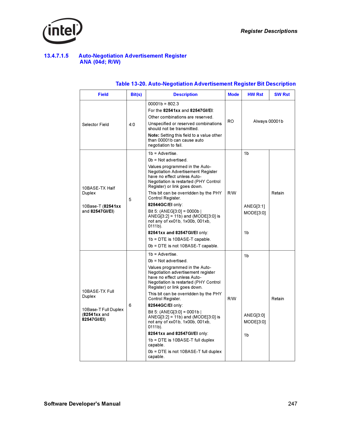 Intel PCI-X, Intel Gigabit Ethernet Controllers manual For the 82541xx and 82547GI/EI, 82541xx and 82547GI/EI only 