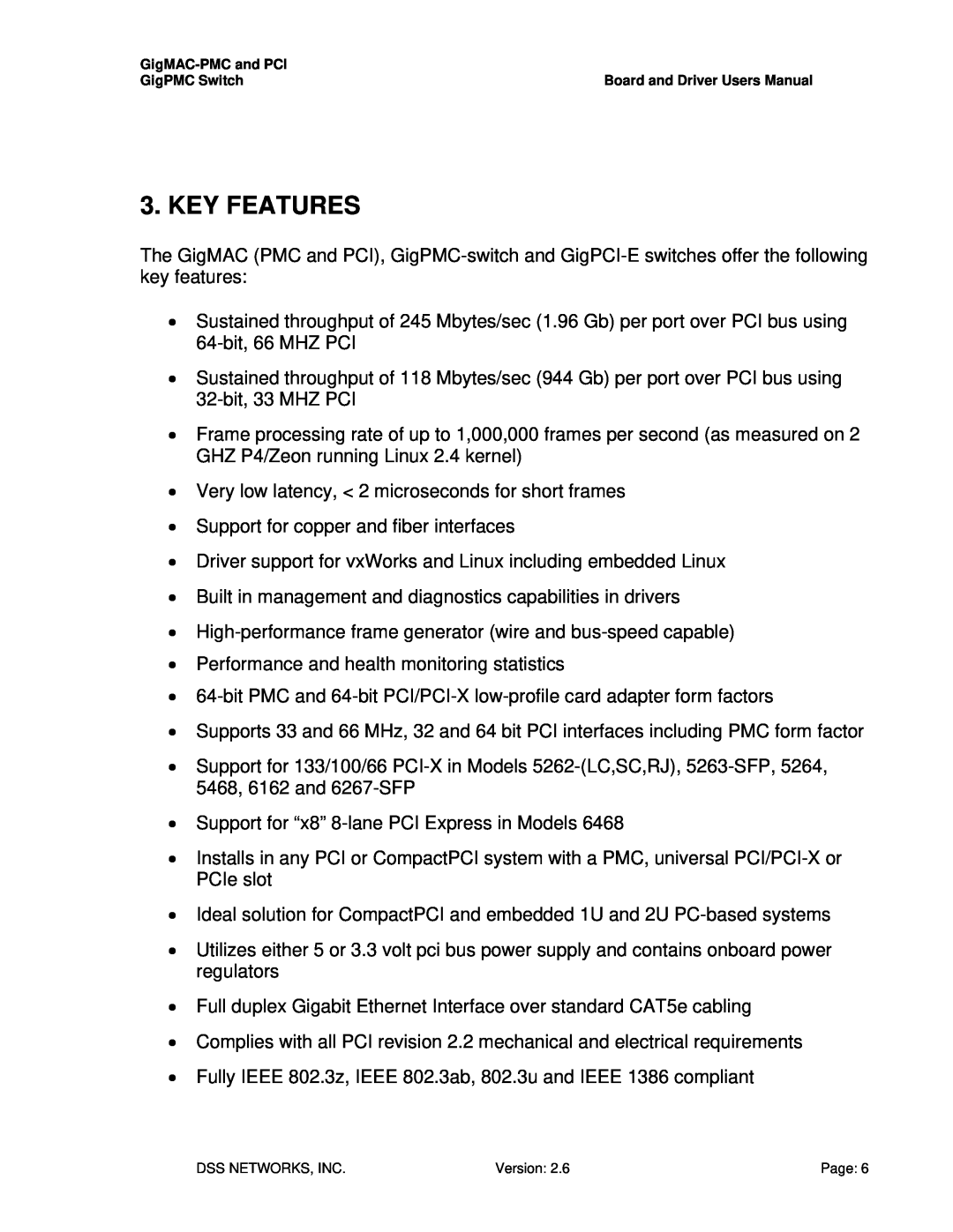 Intel PCI-X user manual Key Features 