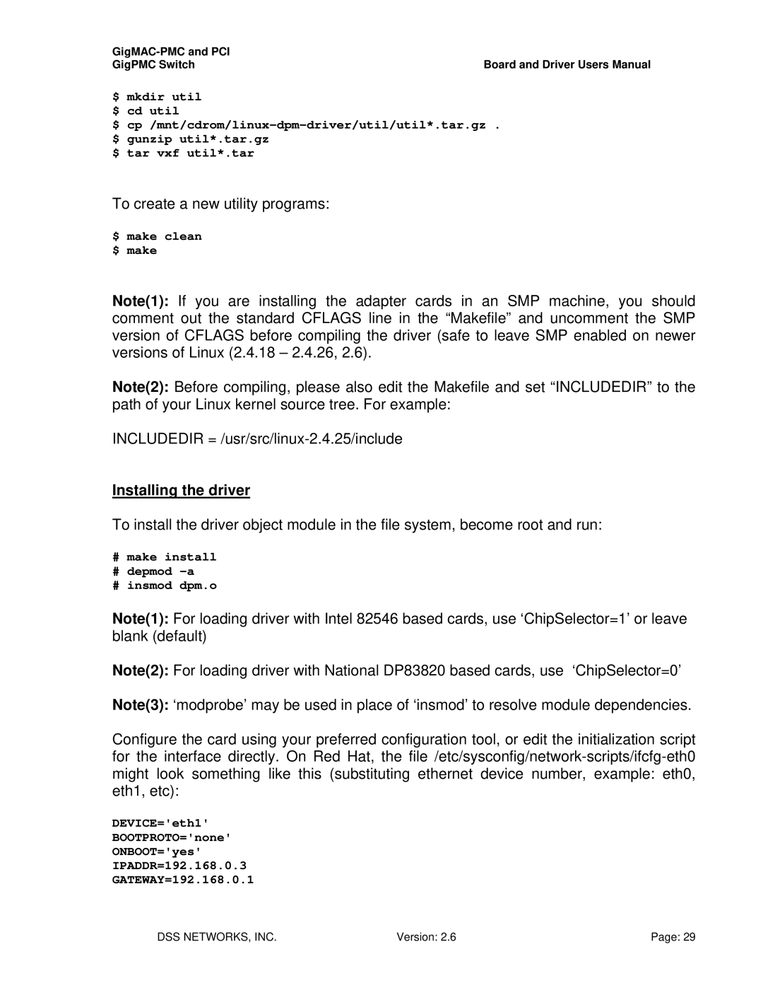 Intel PCI-X user manual Installing the driver 