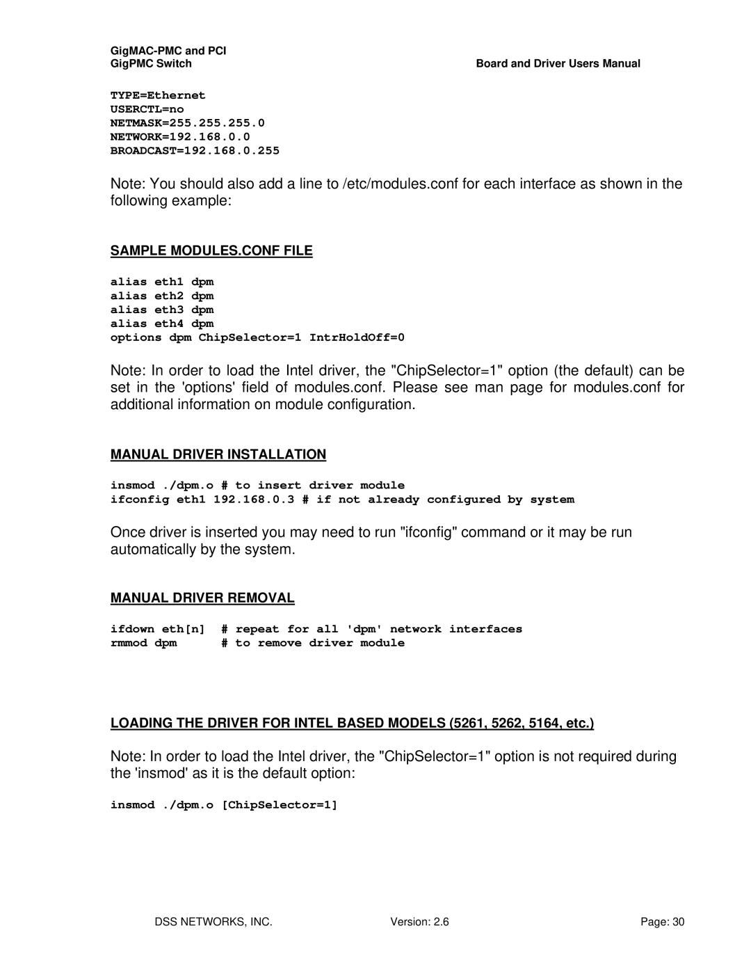 Intel PCI-X user manual Sample MODULES.CONF File 