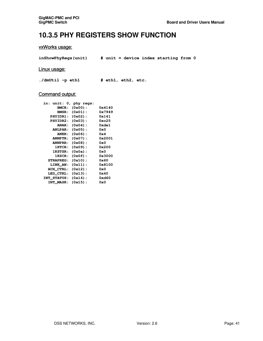 Intel PCI-X user manual PHY Registers Show Function 