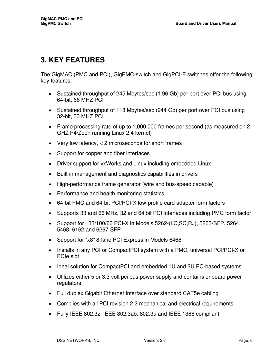 Intel PCI-X user manual KEY Features 