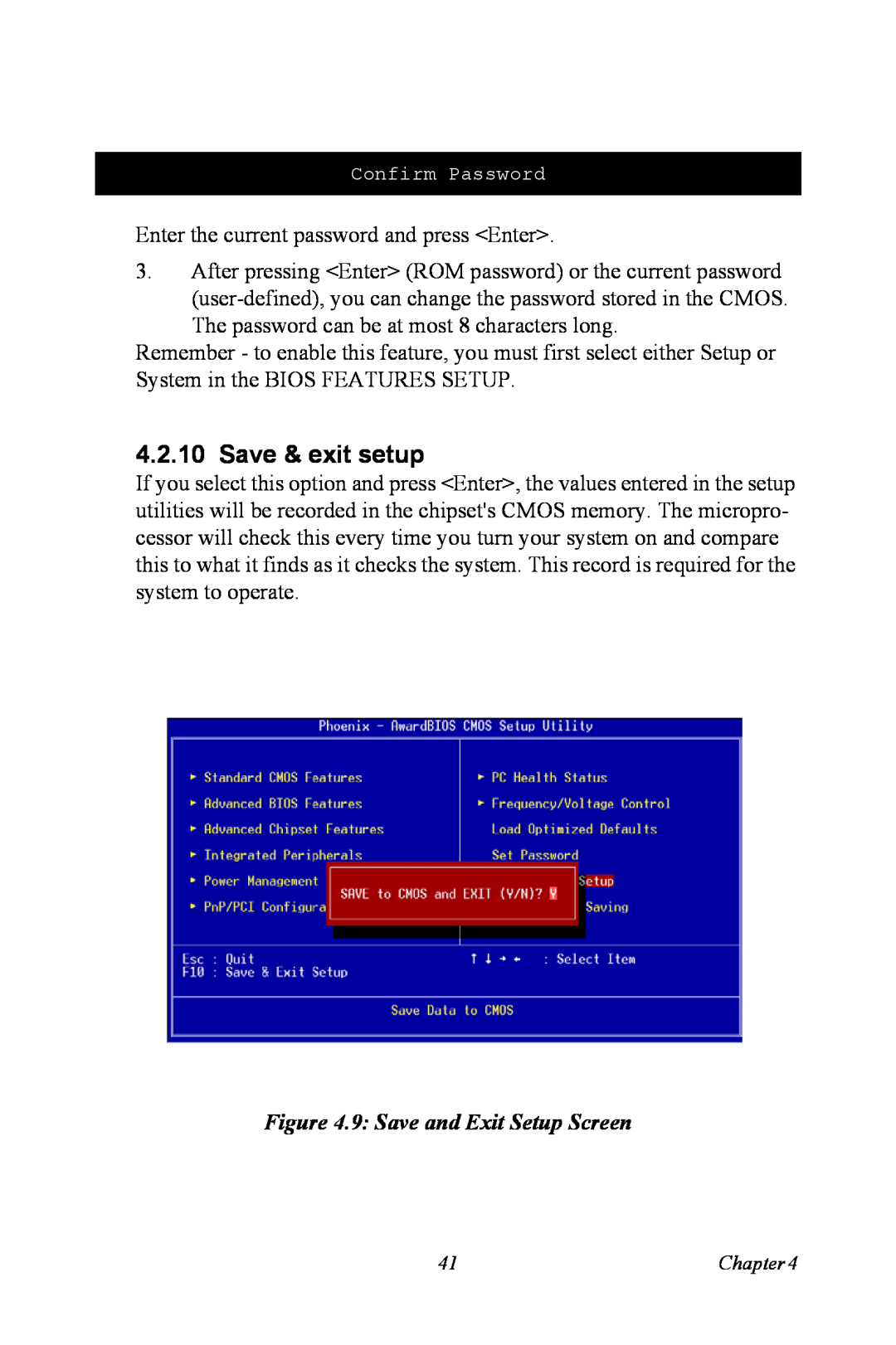 Intel PCM-3370 user manual Save & exit setup, 9 Save and Exit Setup Screen 