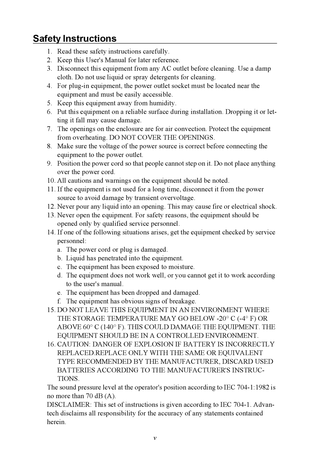 Intel PCM-3370 user manual Safety Instructions 