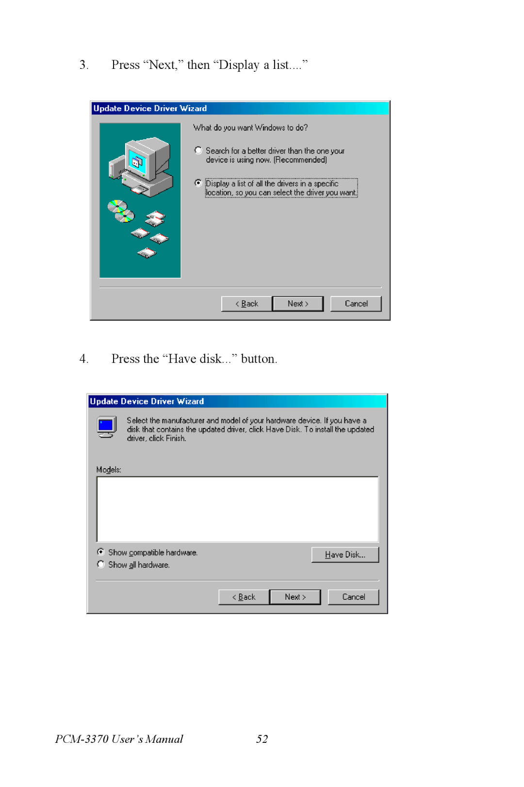 Intel user manual PCM-3370 User’s Manual 