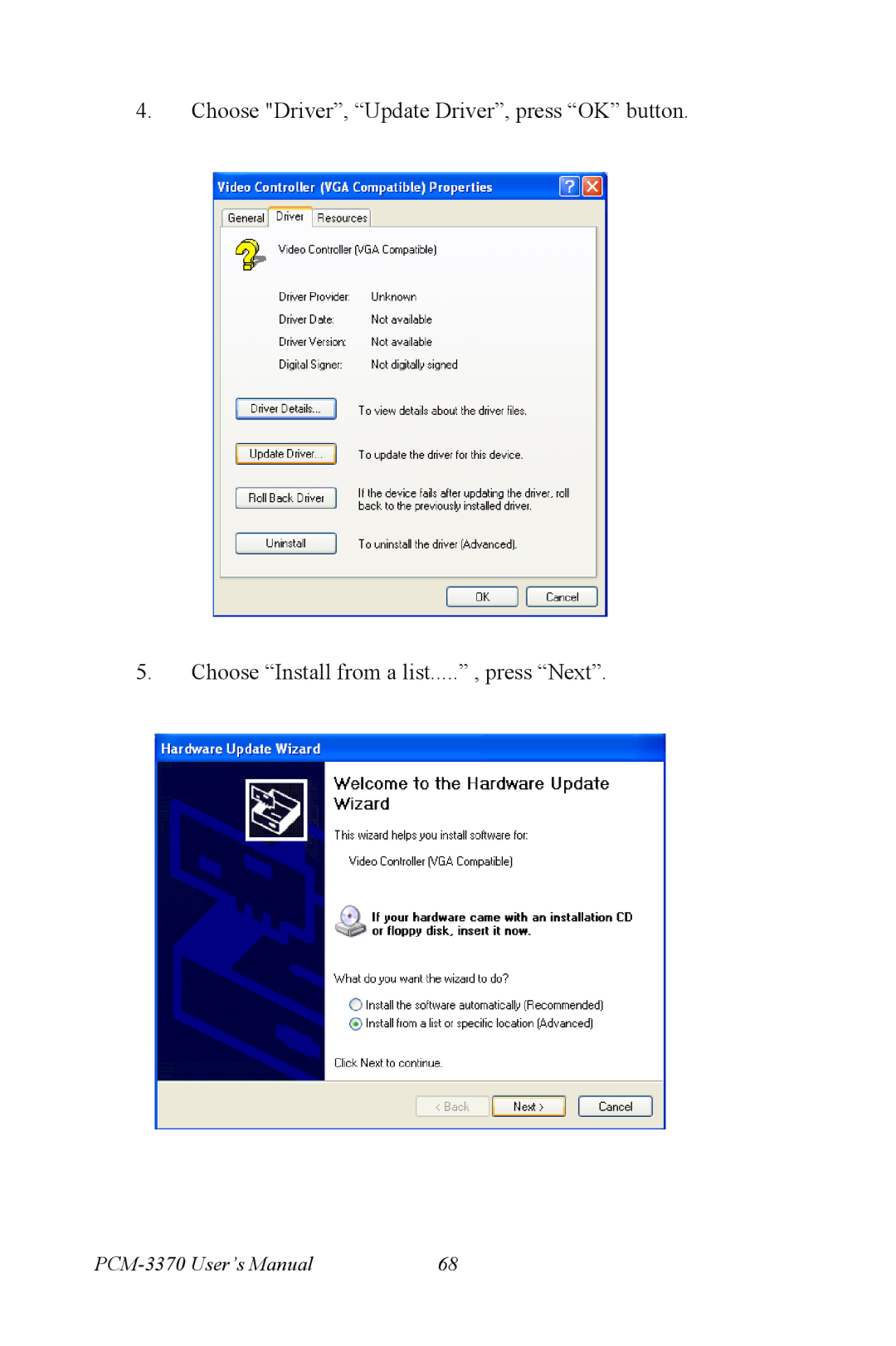 Intel user manual PCM-3370 User’s Manual 