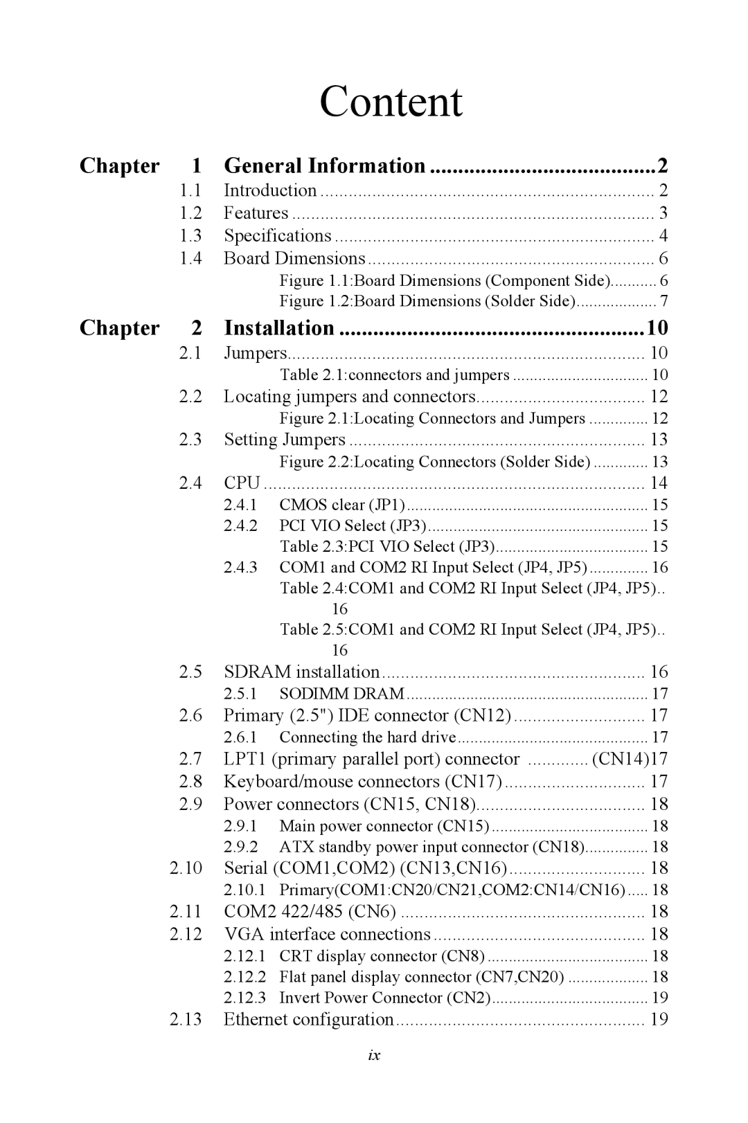 Intel PCM-3370 user manual Content 