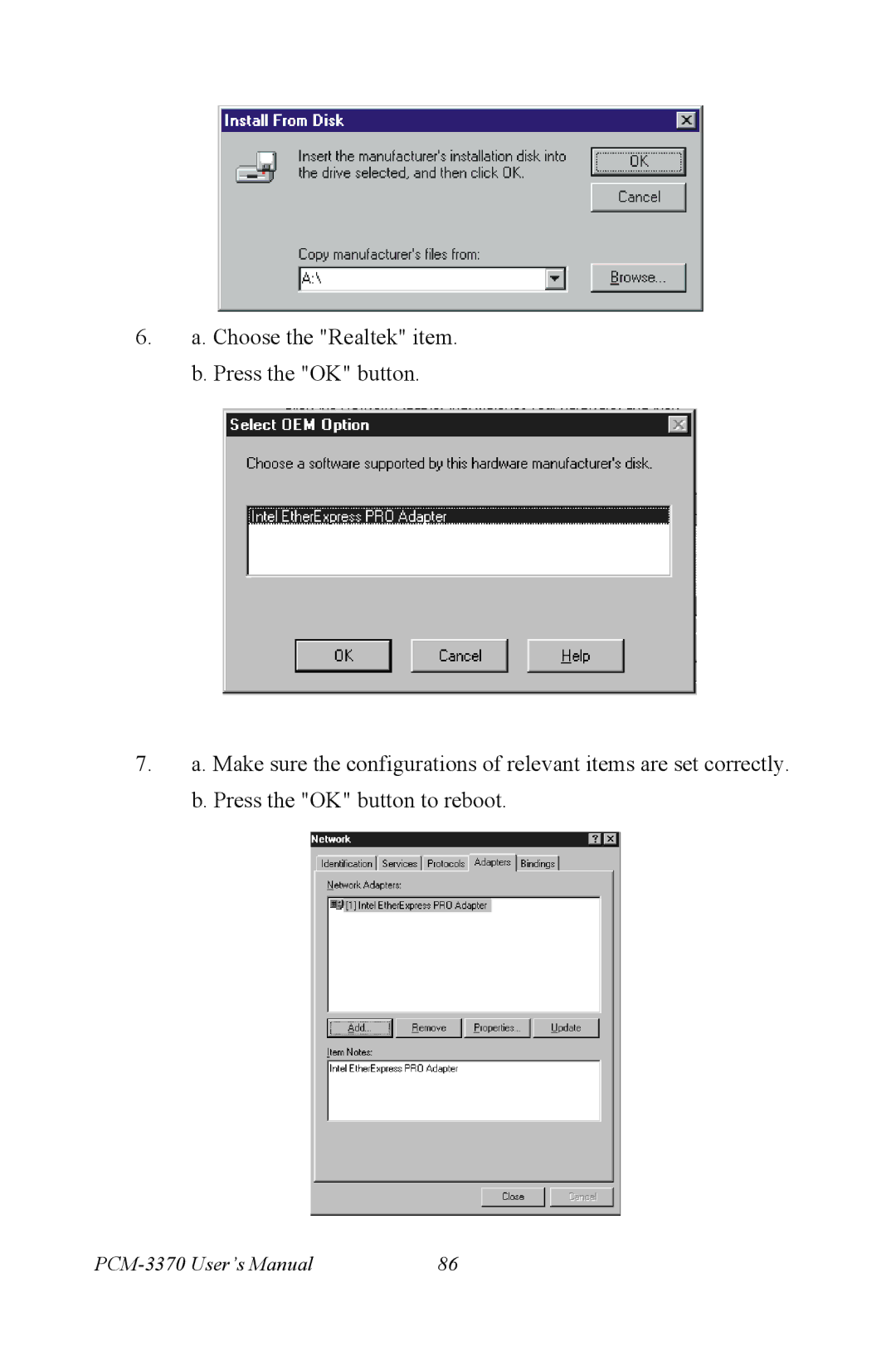 Intel user manual PCM-3370 User’s Manual 