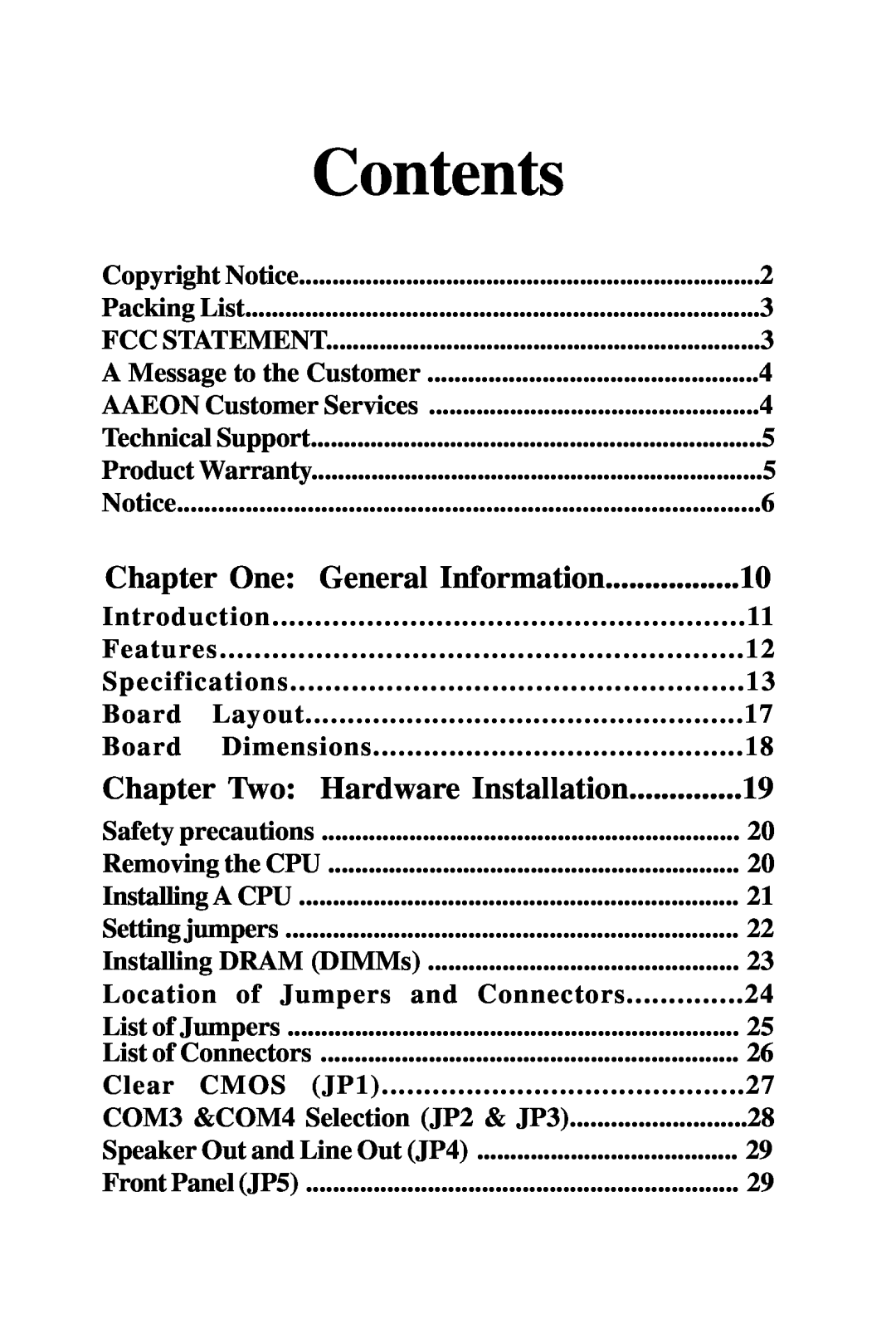 Intel PCM-6896 manual Chapter One General Information, Chapter Two Hardware Installation, Contents 