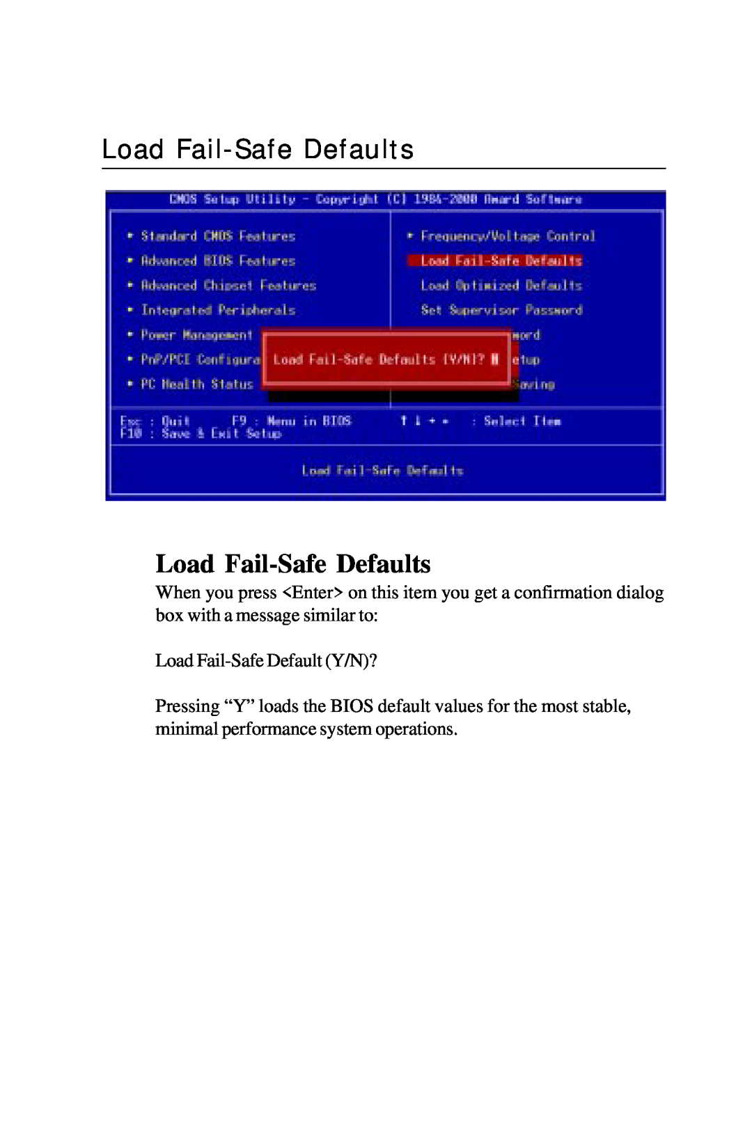 Intel PCM-6896 manual Load Fail-Safe Defaults 