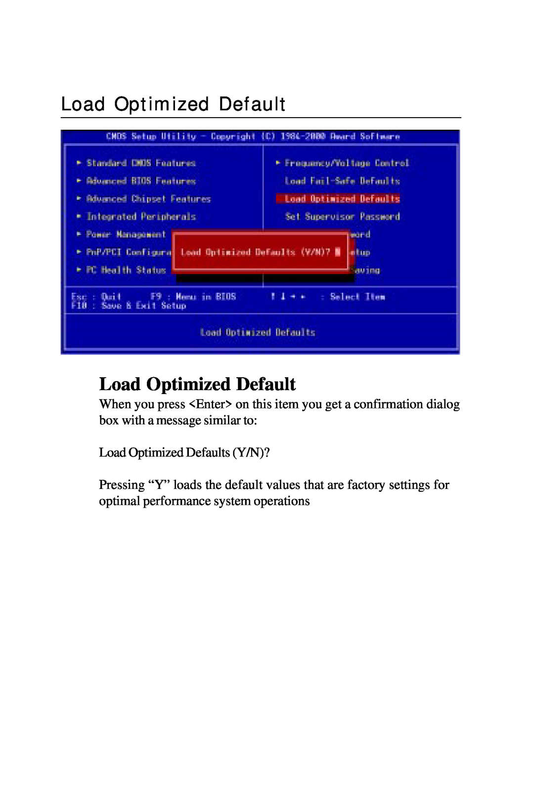 Intel PCM-6896 manual Load Optimized Default 