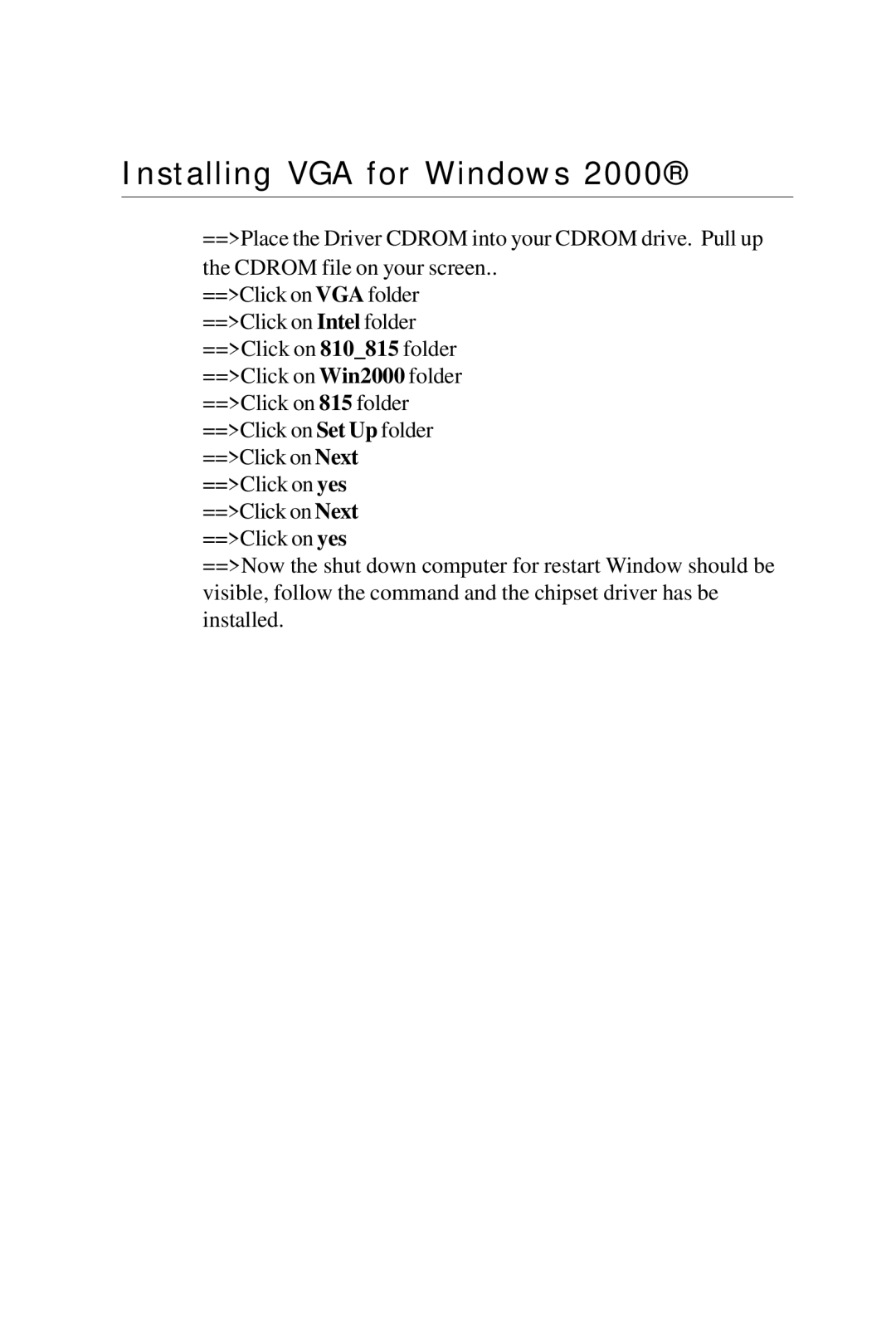 Intel PCM-6896 manual Installing VGA for Windows 