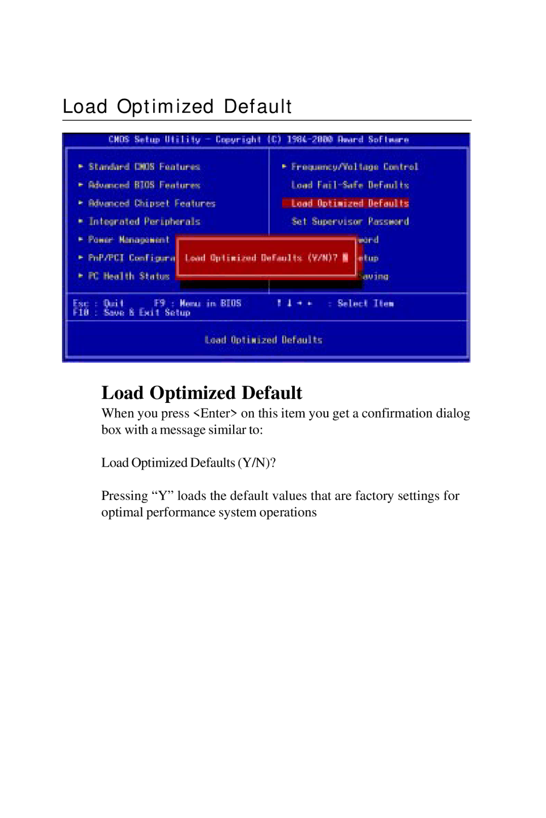 Intel PCM-6896 manual Load Optimized Default 