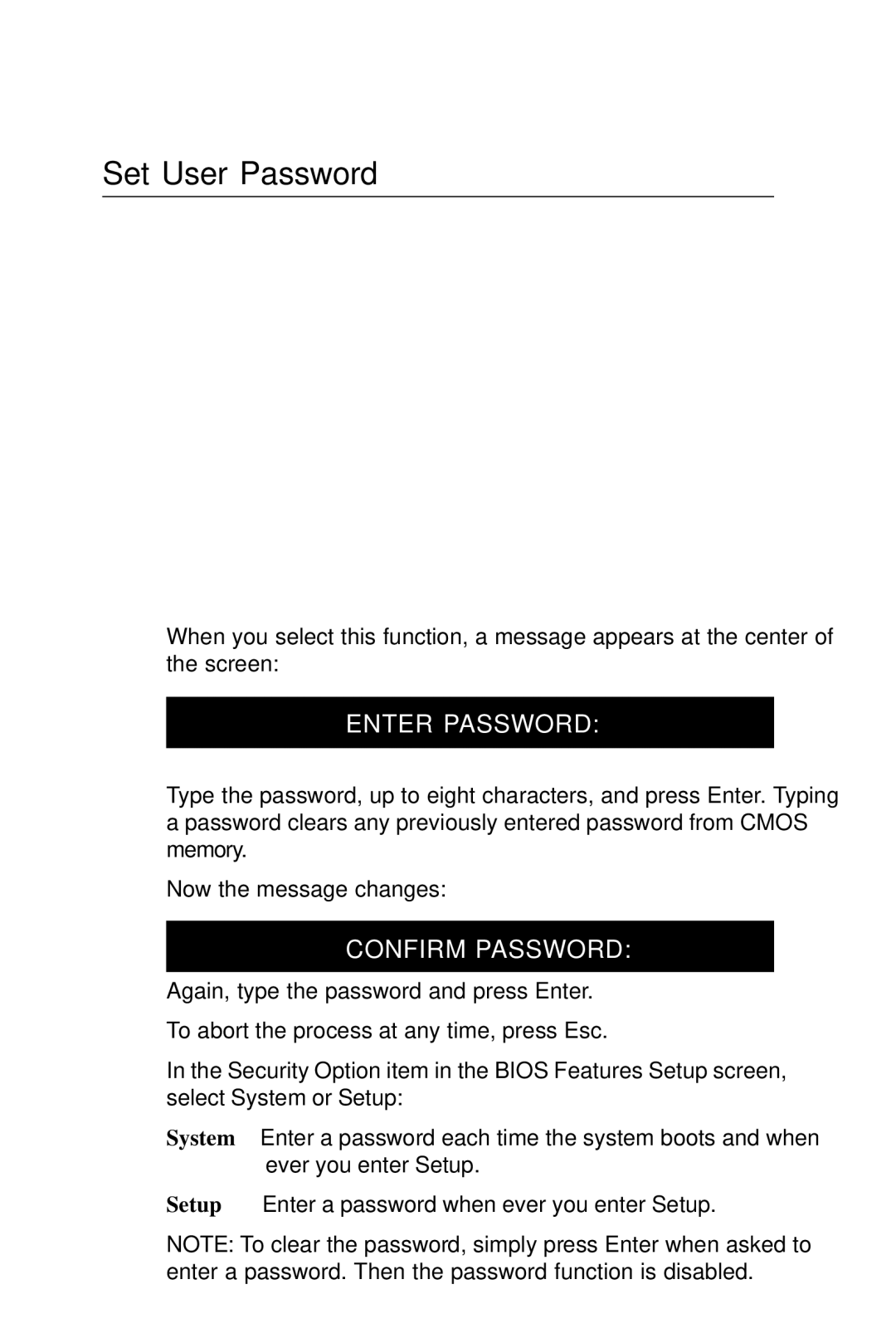 Intel PCM-6896 manual Set User Password 