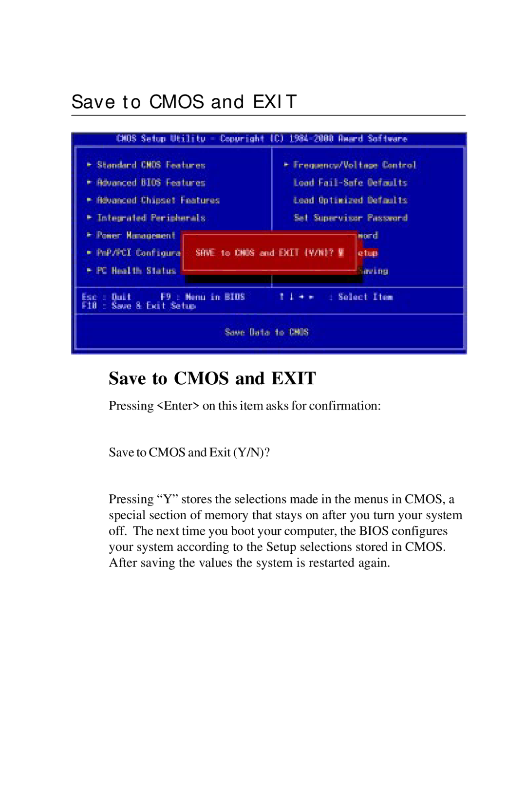 Intel PCM-6896 manual Save to Cmos and Exit 