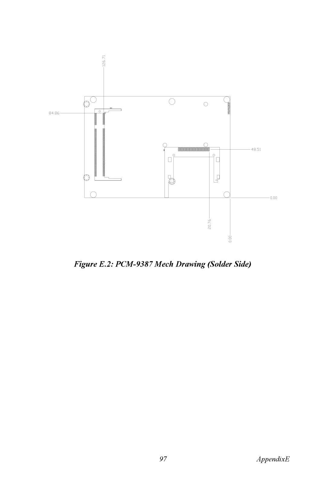 Intel user manual Figure E.2 PCM-9387 Mech Drawing Solder Side 