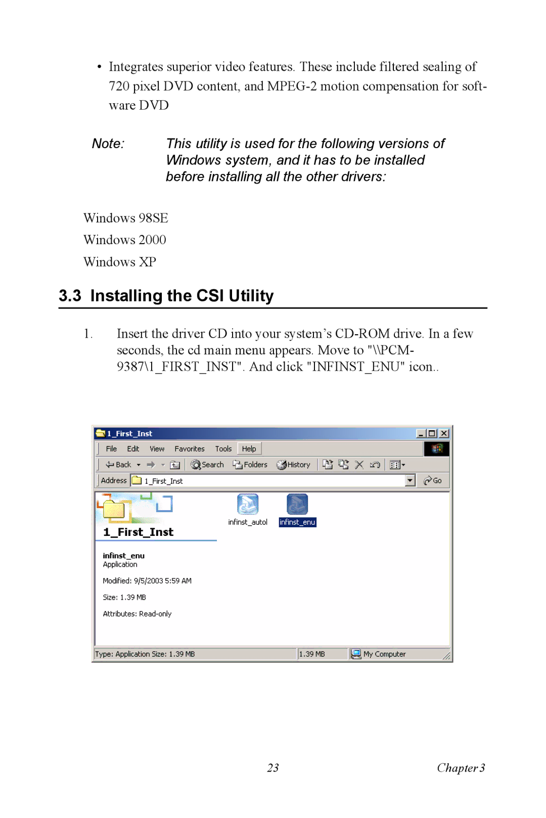 Intel PCM-9387 user manual Installing the CSI Utility 