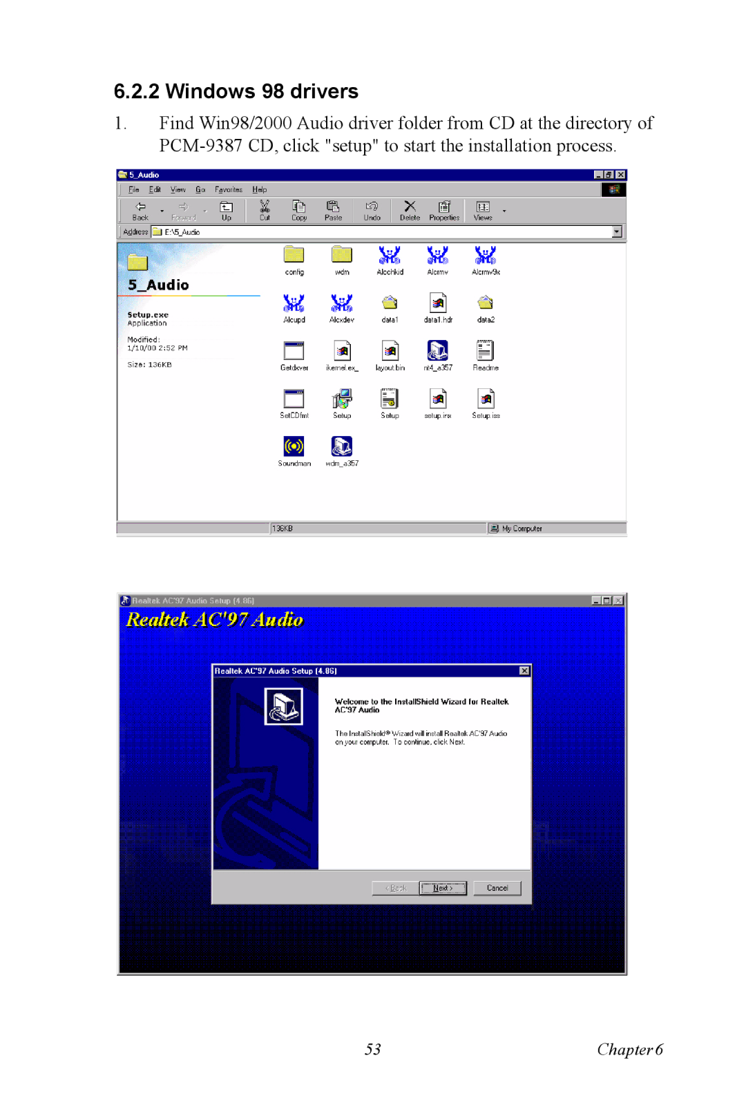 Intel PCM-9387 user manual Windows 98 drivers 