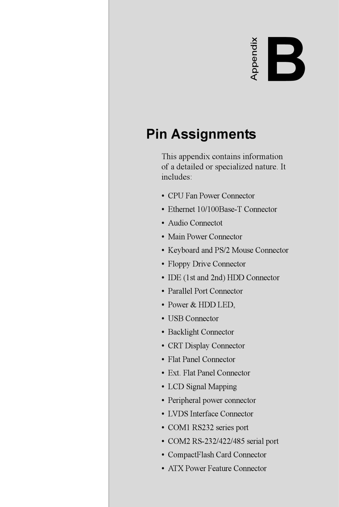 Intel PCM-9387 user manual Pin Assignments 