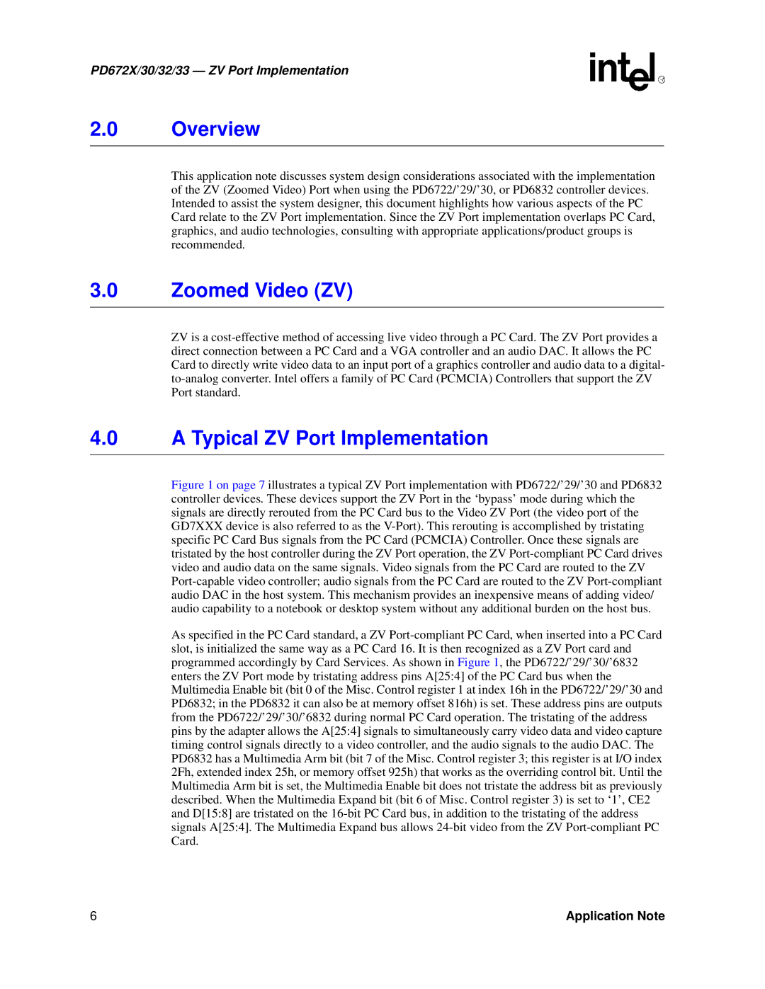 Intel PD672X/30/32/33 manual Overview, Zoomed Video ZV, Typical ZV Port Implementation 