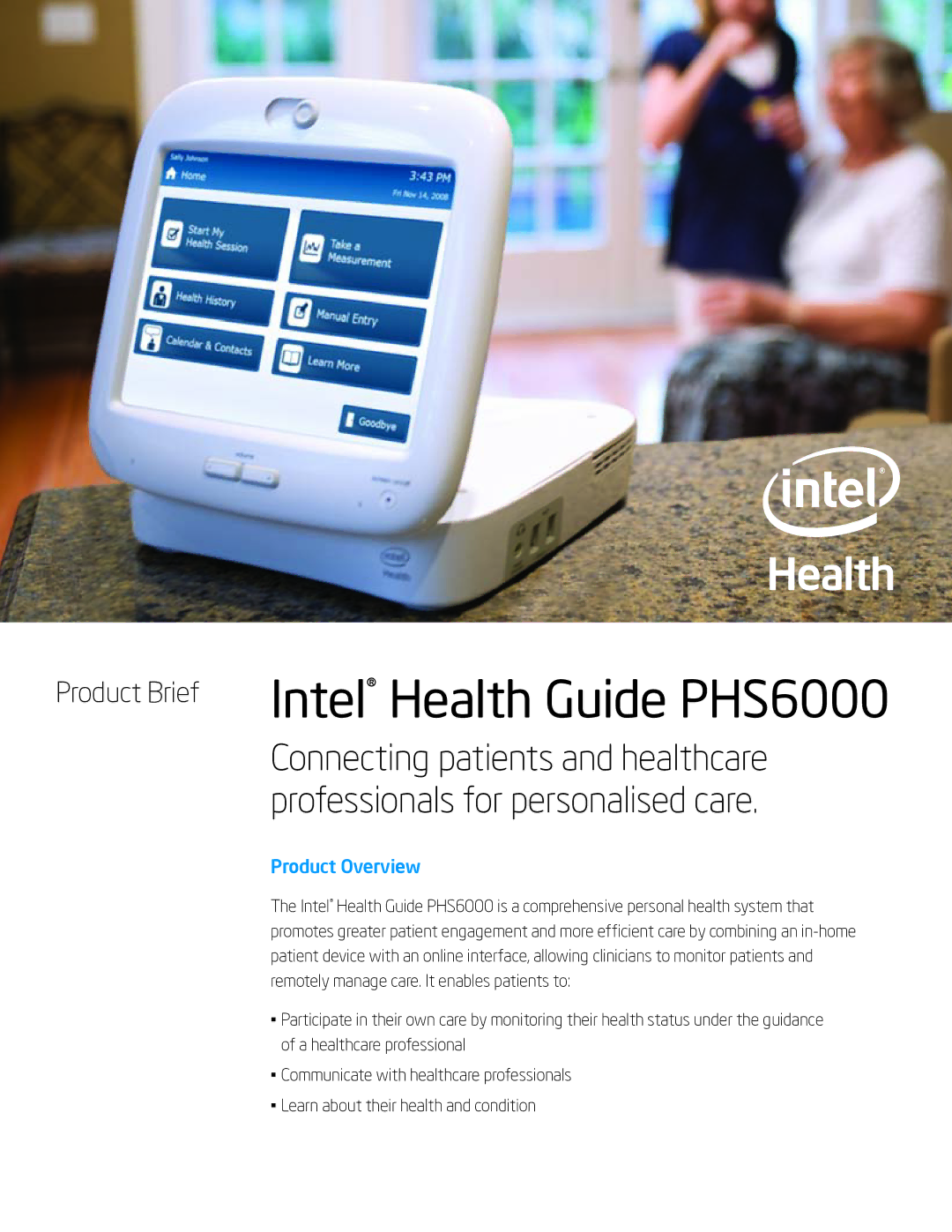 Intel manual Intel Health Guide PHS6000, Product Overview 