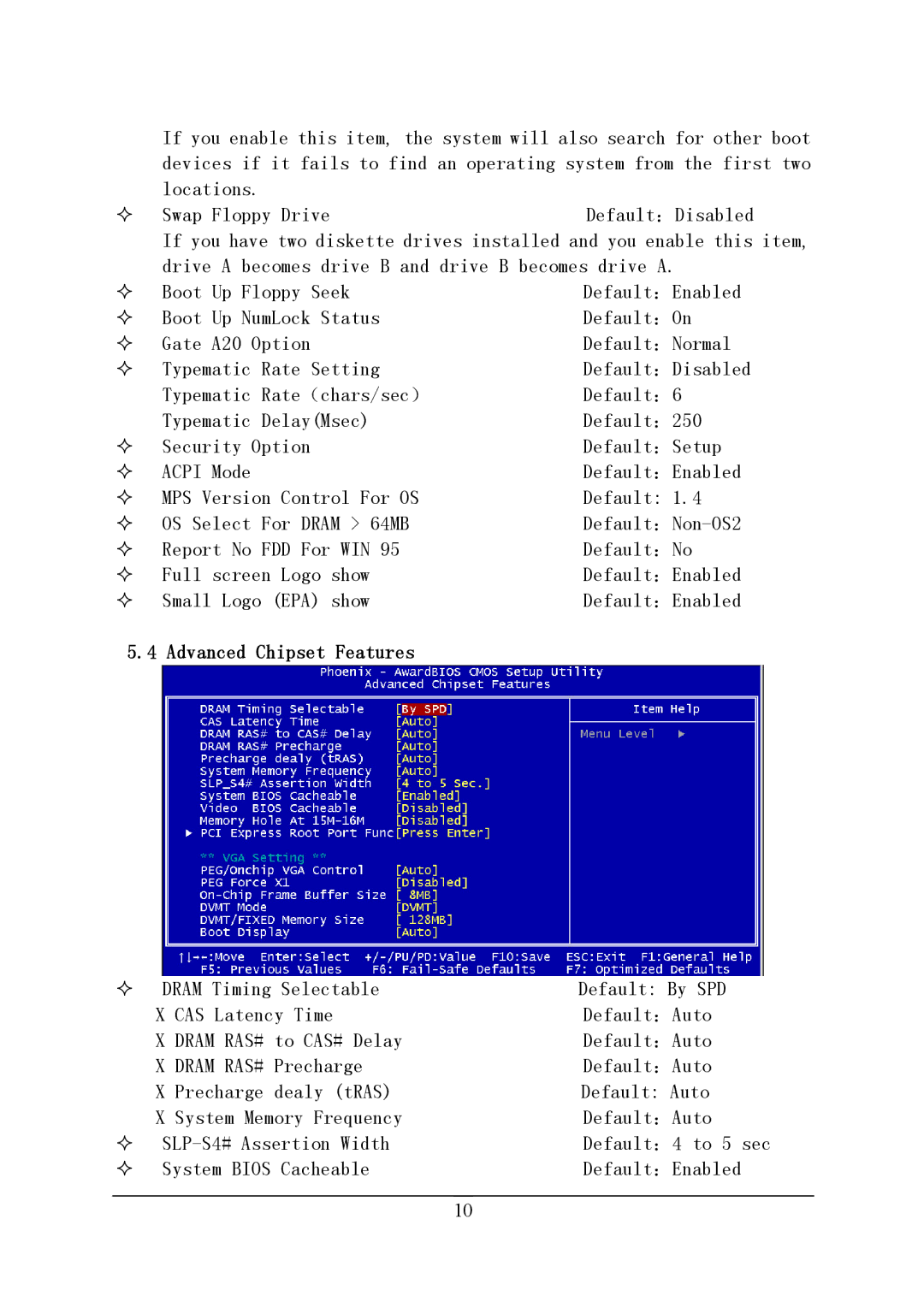 Intel PM915-478, PM915P-478 manual Advanced Chipset Features 