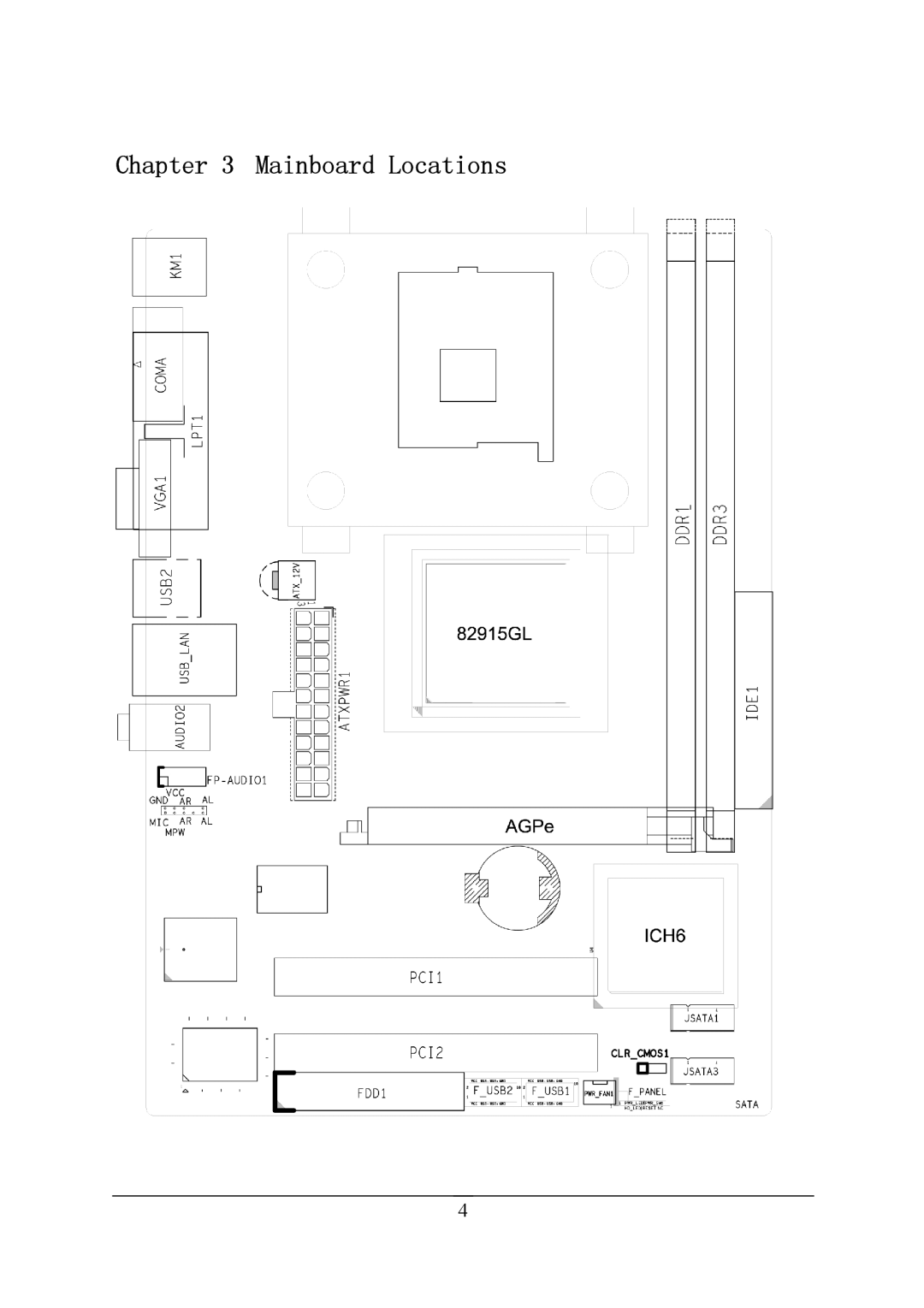 Intel PM915-478, PM915P-478 manual Mainboard Locations 