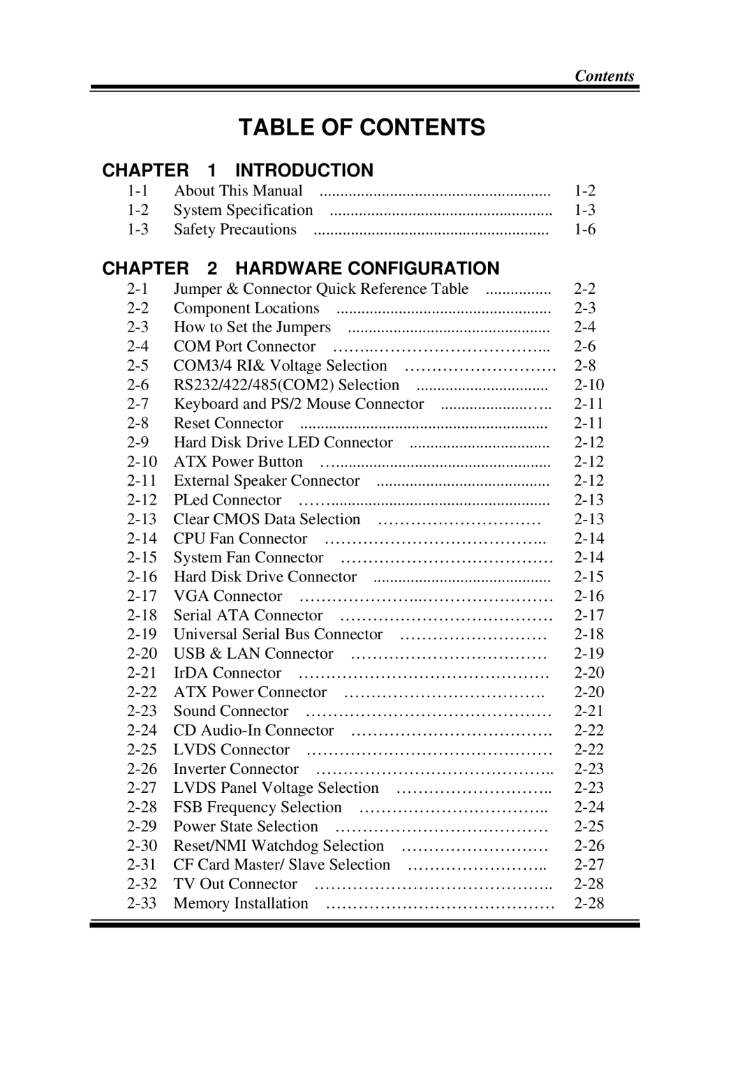 Intel PMB-531LF user manual Table of Contents 