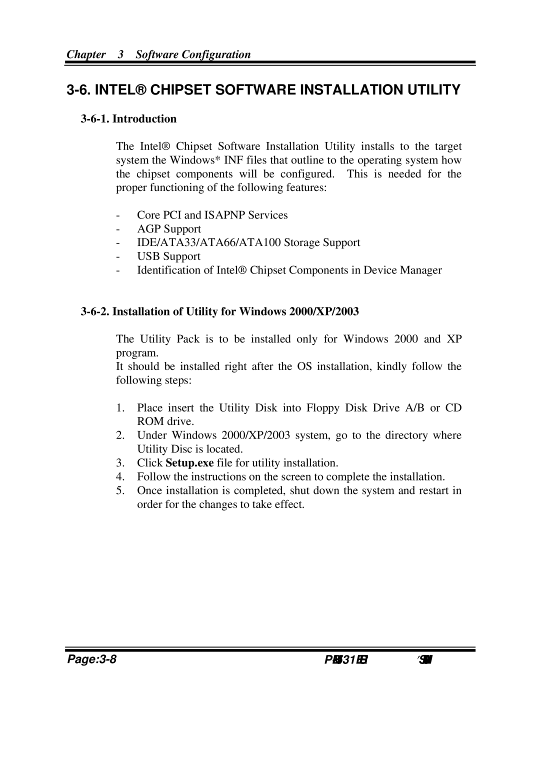 Intel PMB-531LF user manual Intel Chipset Software Installation Utility, Installation of Utility for Windows 2000/XP/2003 