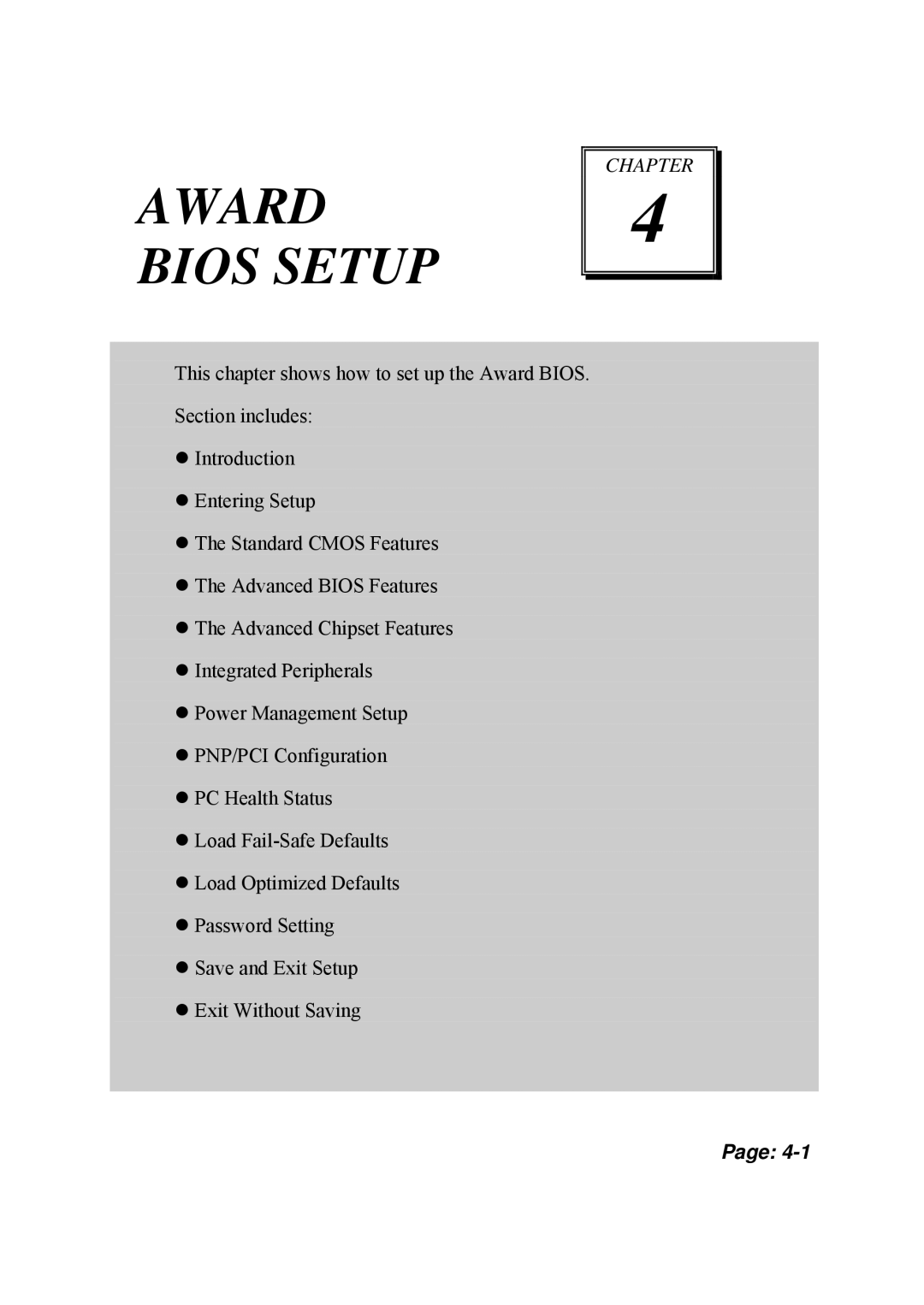 Intel PMB-531LF user manual Award Bios Setup 