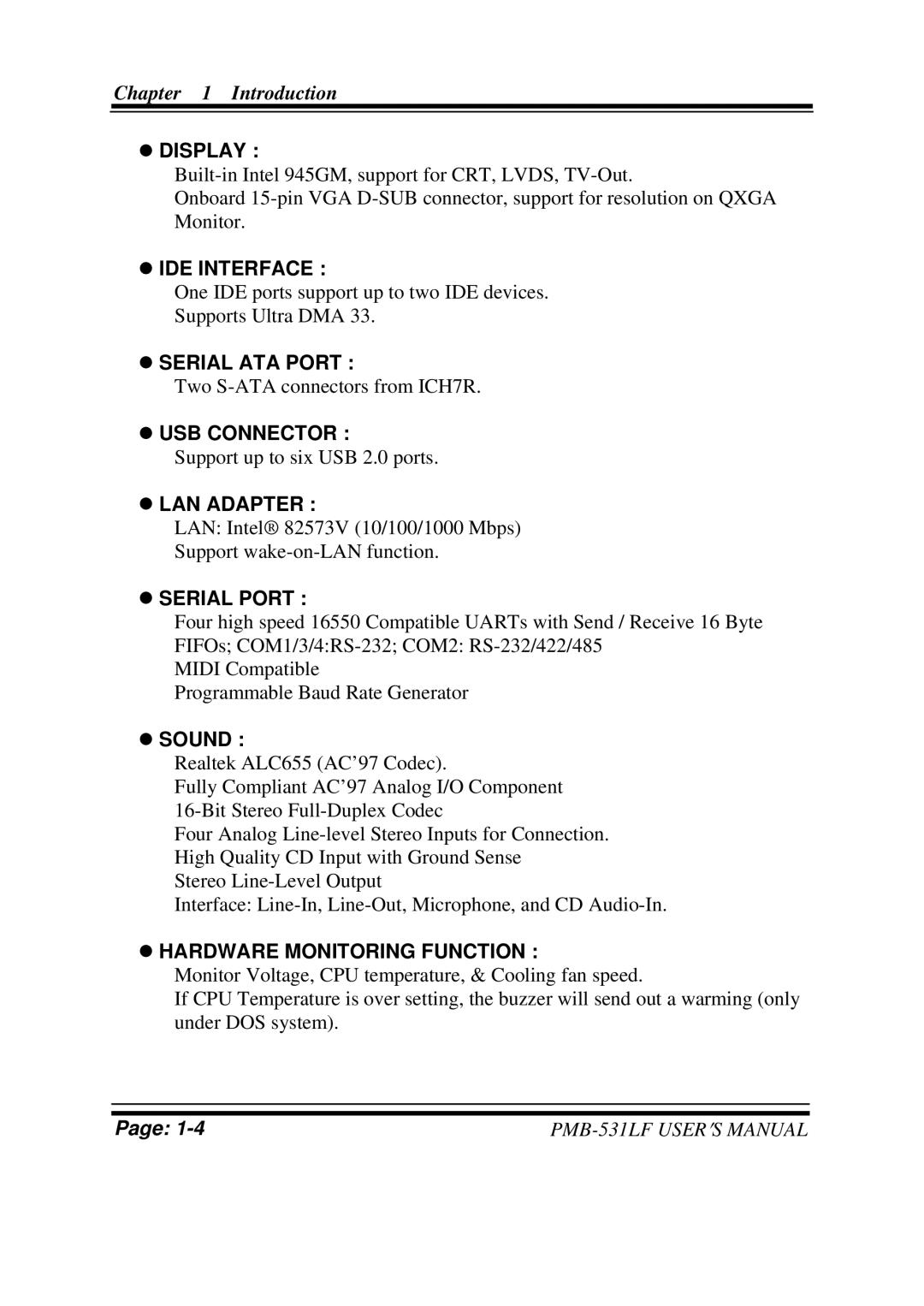 Intel PMB-531LF user manual IDE Interface 