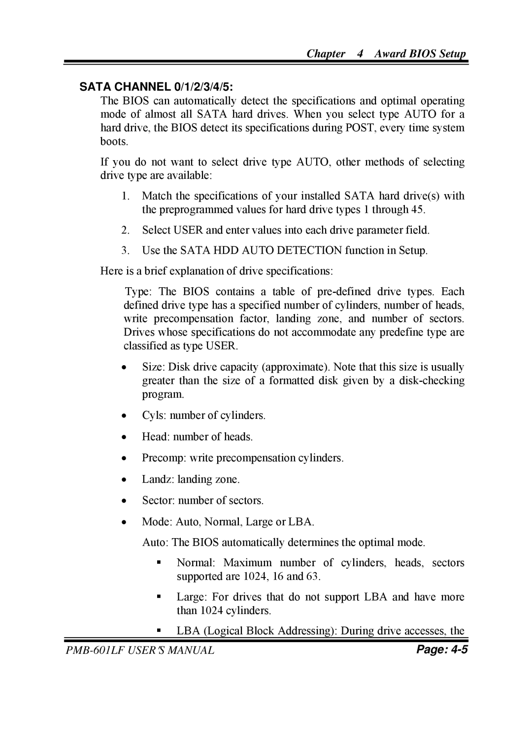 Intel PMB-601LF user manual Sata Channel 0/1/2/3/4/5 