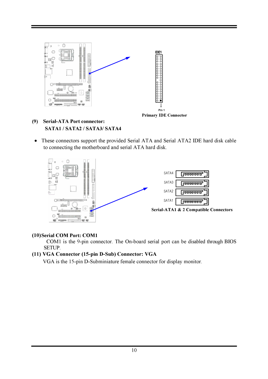 Intel PMG41-D2 user manual VGA Connector 15-pin D-Sub Connector VGA 