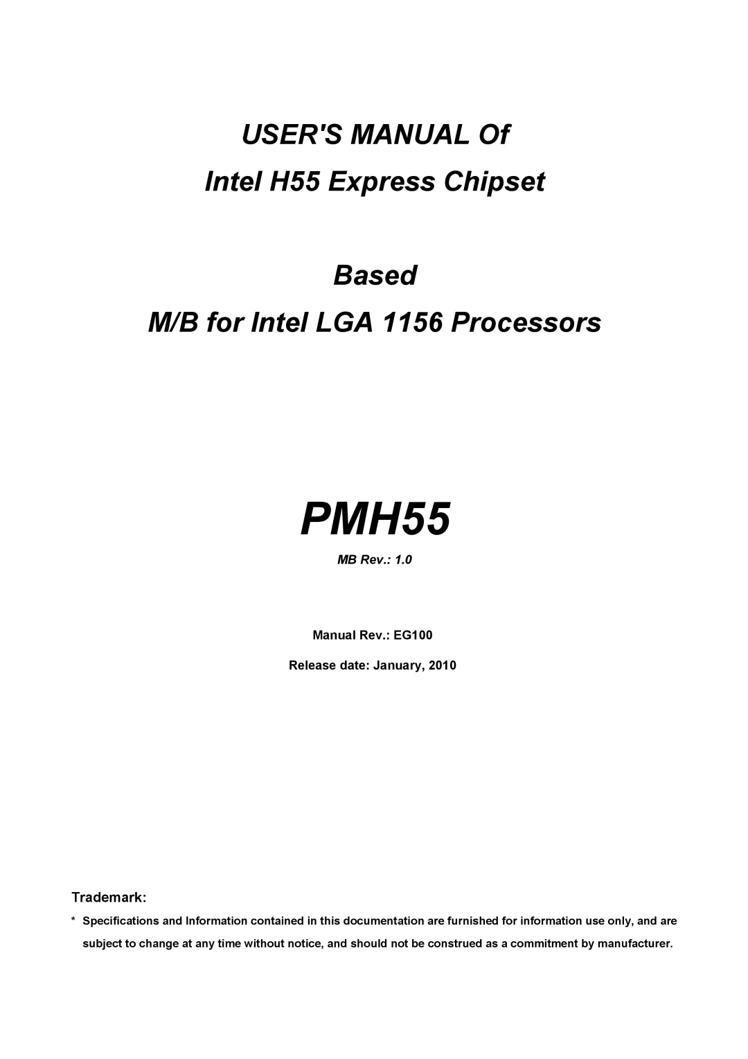 Intel PMH55 user manual 