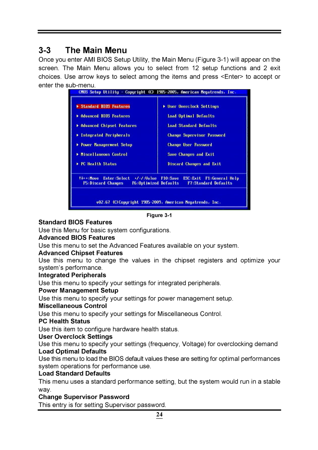 Intel PMH55 user manual Main Menu 