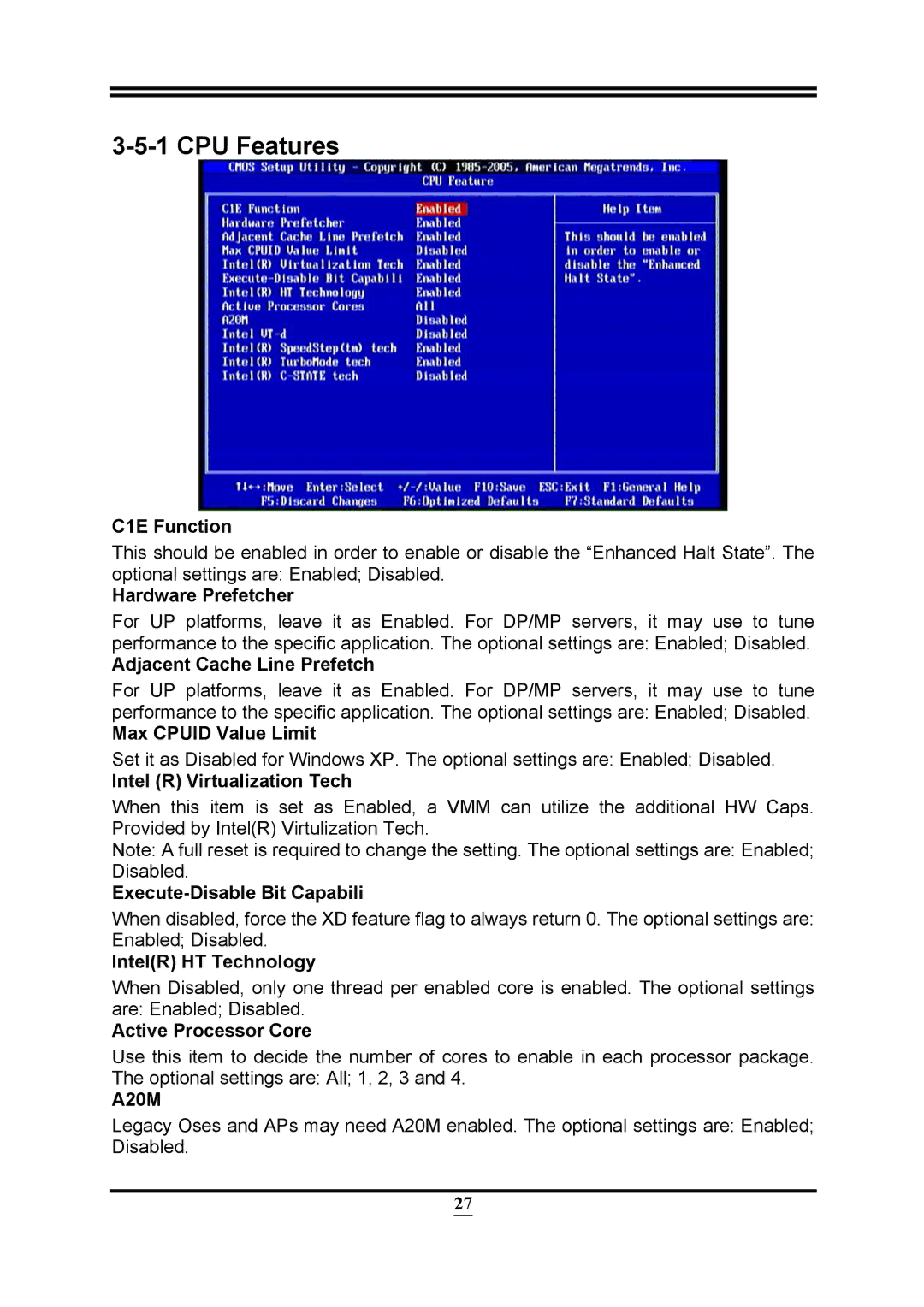 Intel PMH55 user manual CPU Features 