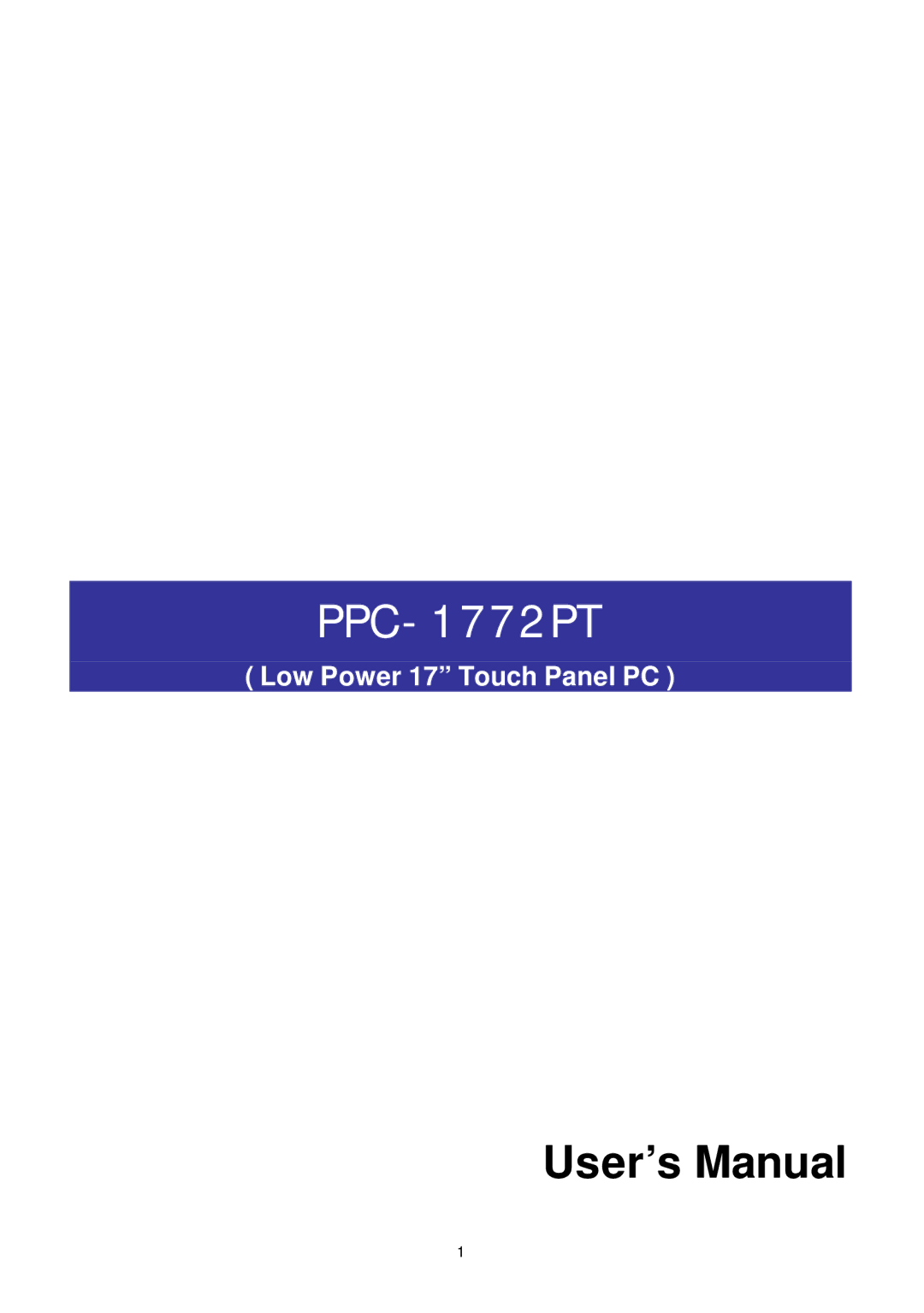 Intel PPC-1772PT user manual 