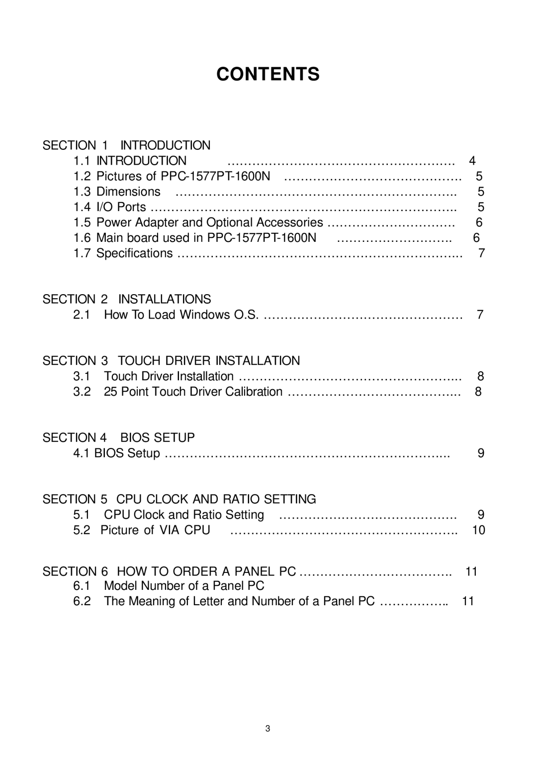 Intel PPC-1772PT user manual Contents 