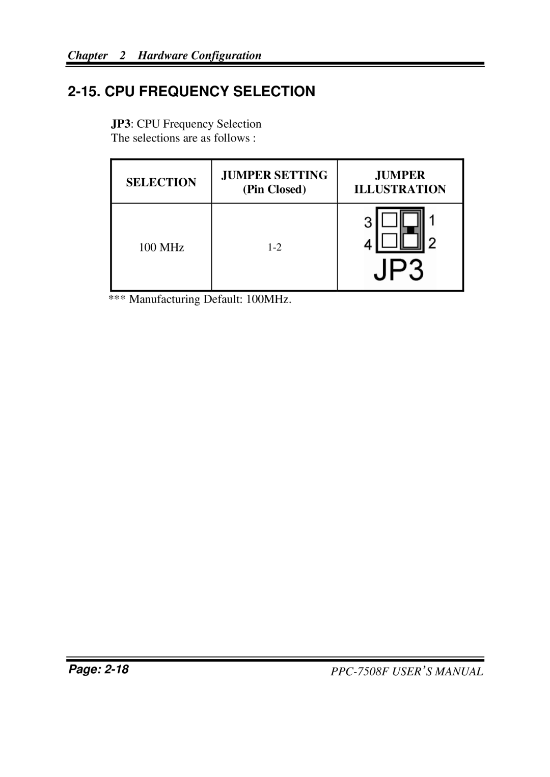 Intel PPC-7508F M1 user manual CPU Frequency Selection, 100 MHz 