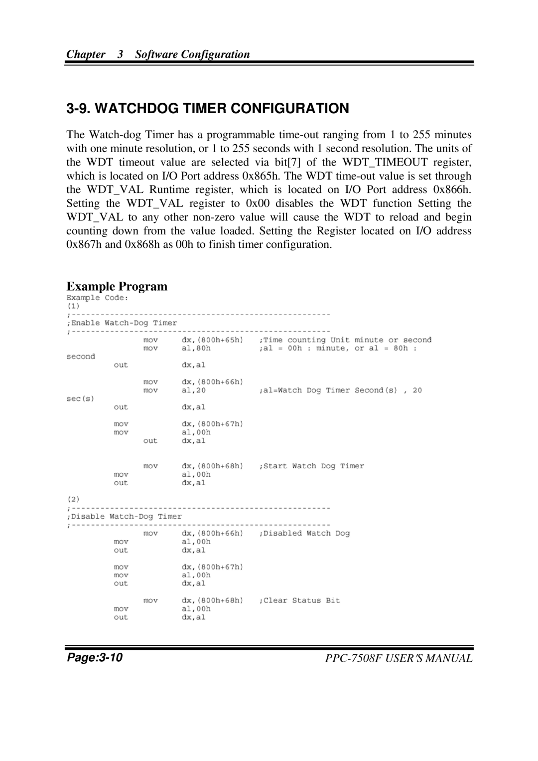 Intel PPC-7508F M1 user manual Watchdog Timer Configuration 