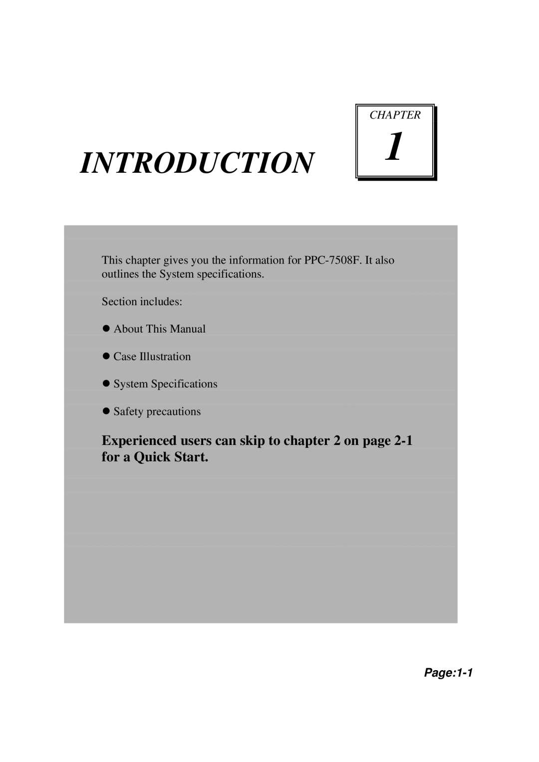 Intel PPC-7508F M1 user manual Introduction 