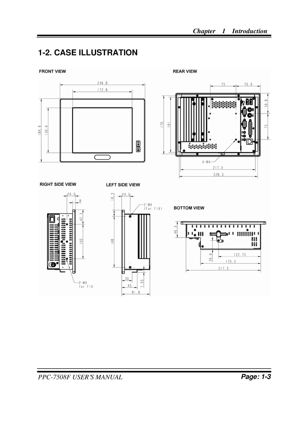 Intel PPC-7508F M1 user manual Case Illustration 