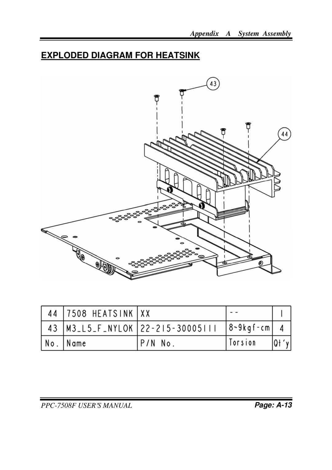 Intel PPC-7508F M1 user manual Exploded Diagram for Heatsink 