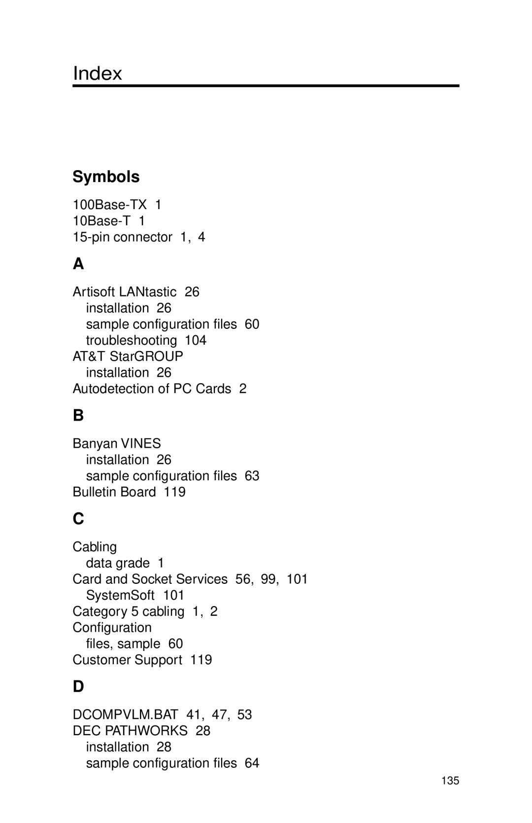 Intel PRO appendix Index, Symbols 