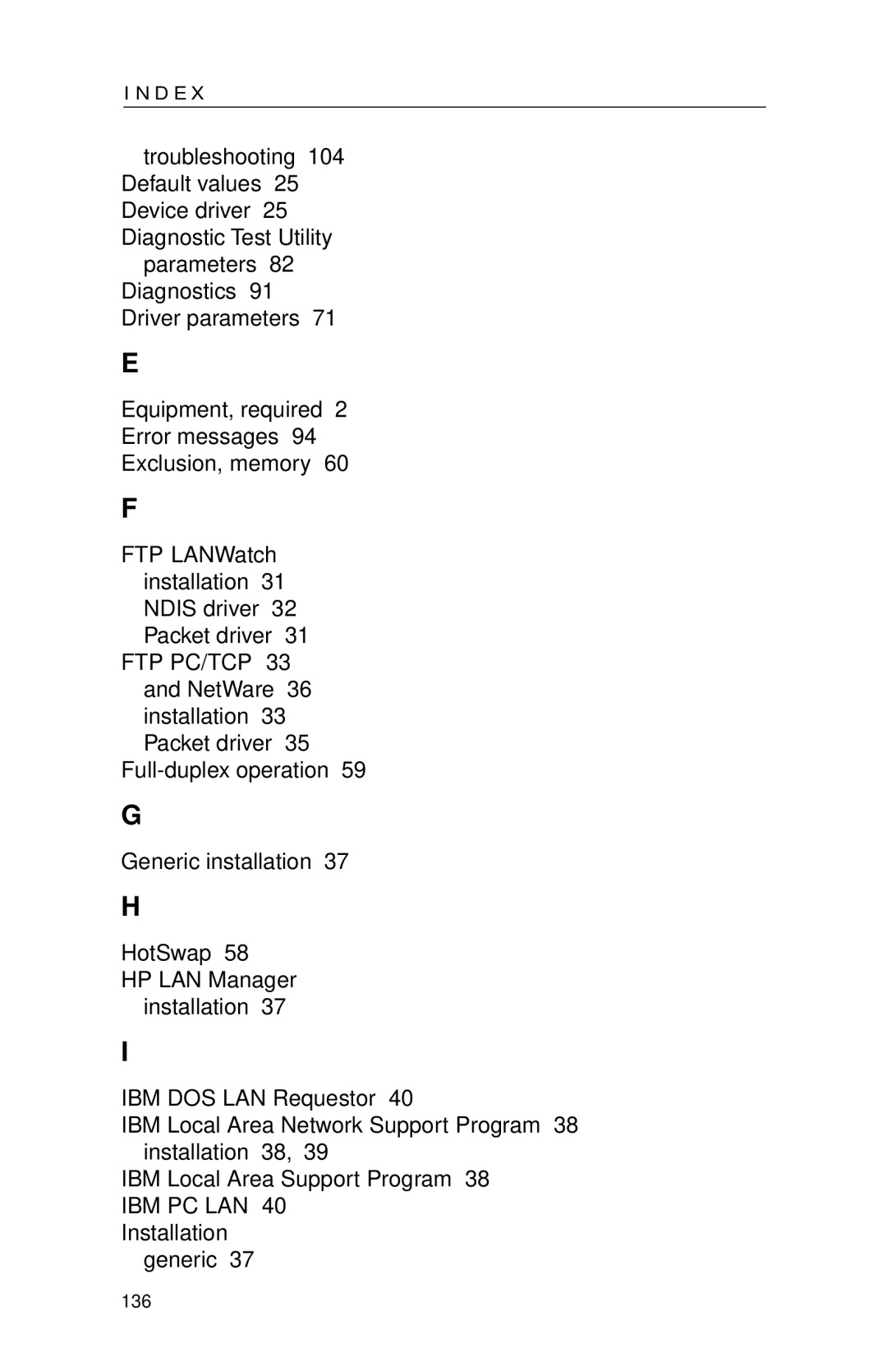 Intel PRO appendix Ibm Pc Lan 