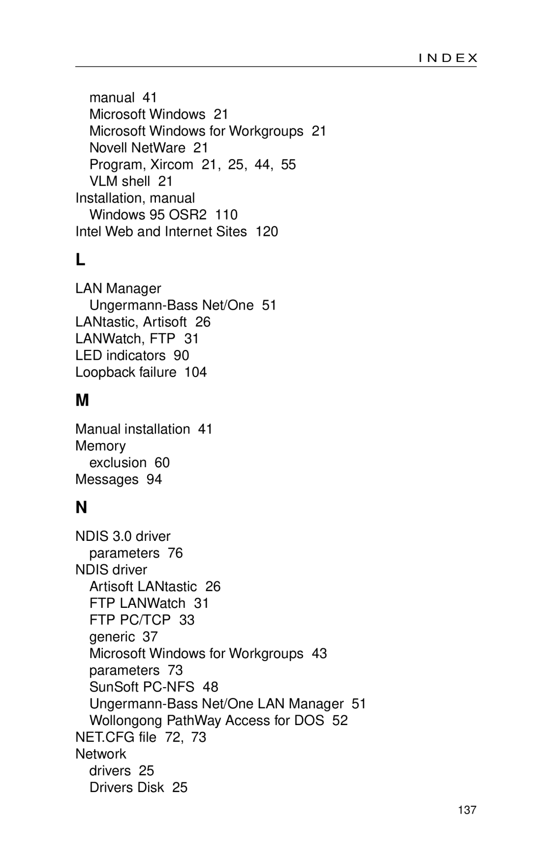 Intel PRO appendix 137 