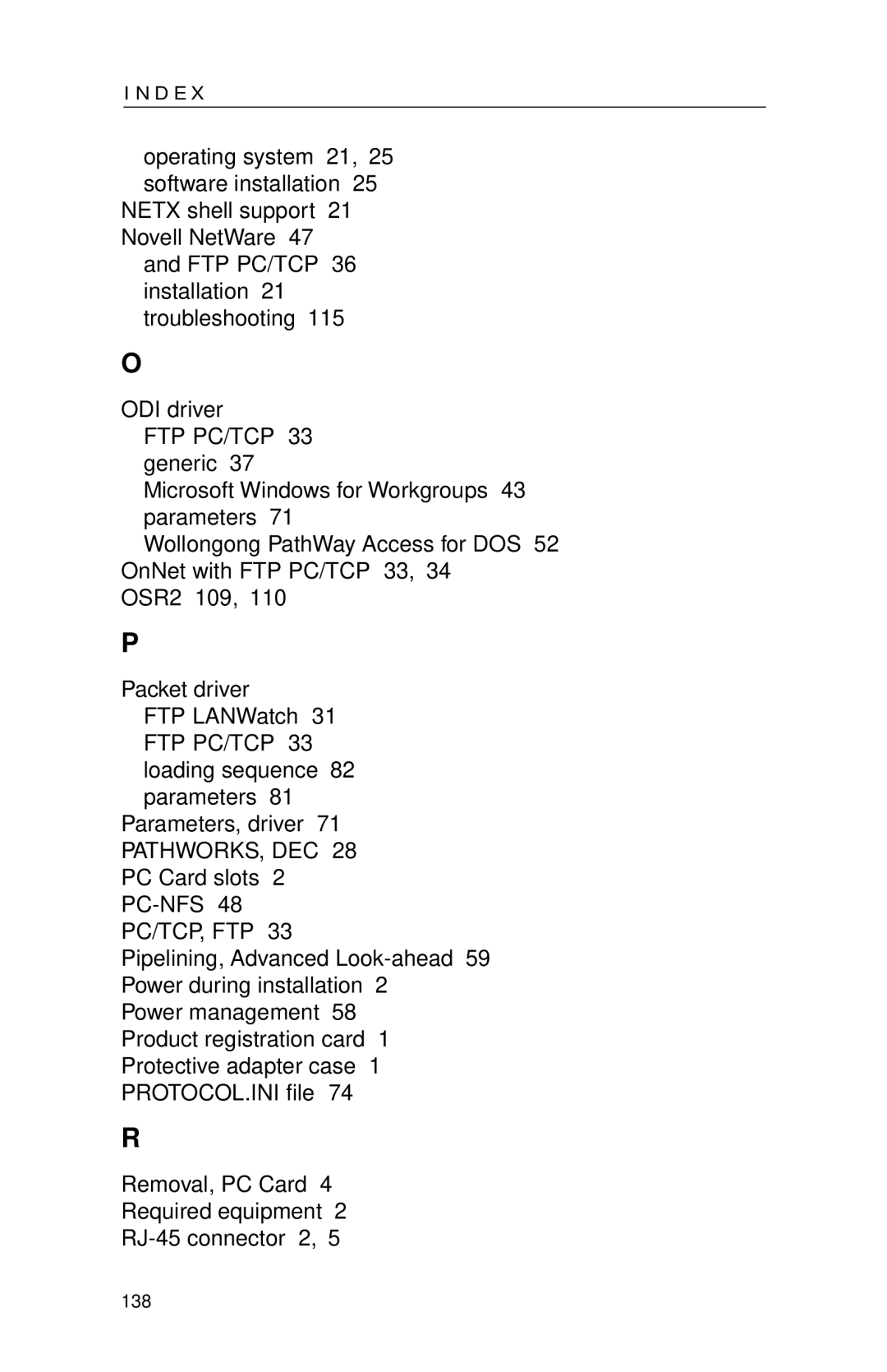 Intel PRO appendix 138 