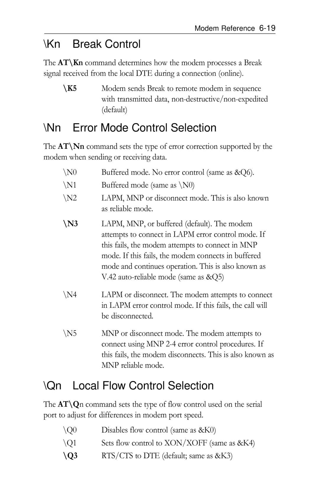 Intel PRO/100 appendix Kn Break Control, Nn Error Mode Control Selection, Qn Local Flow Control Selection 